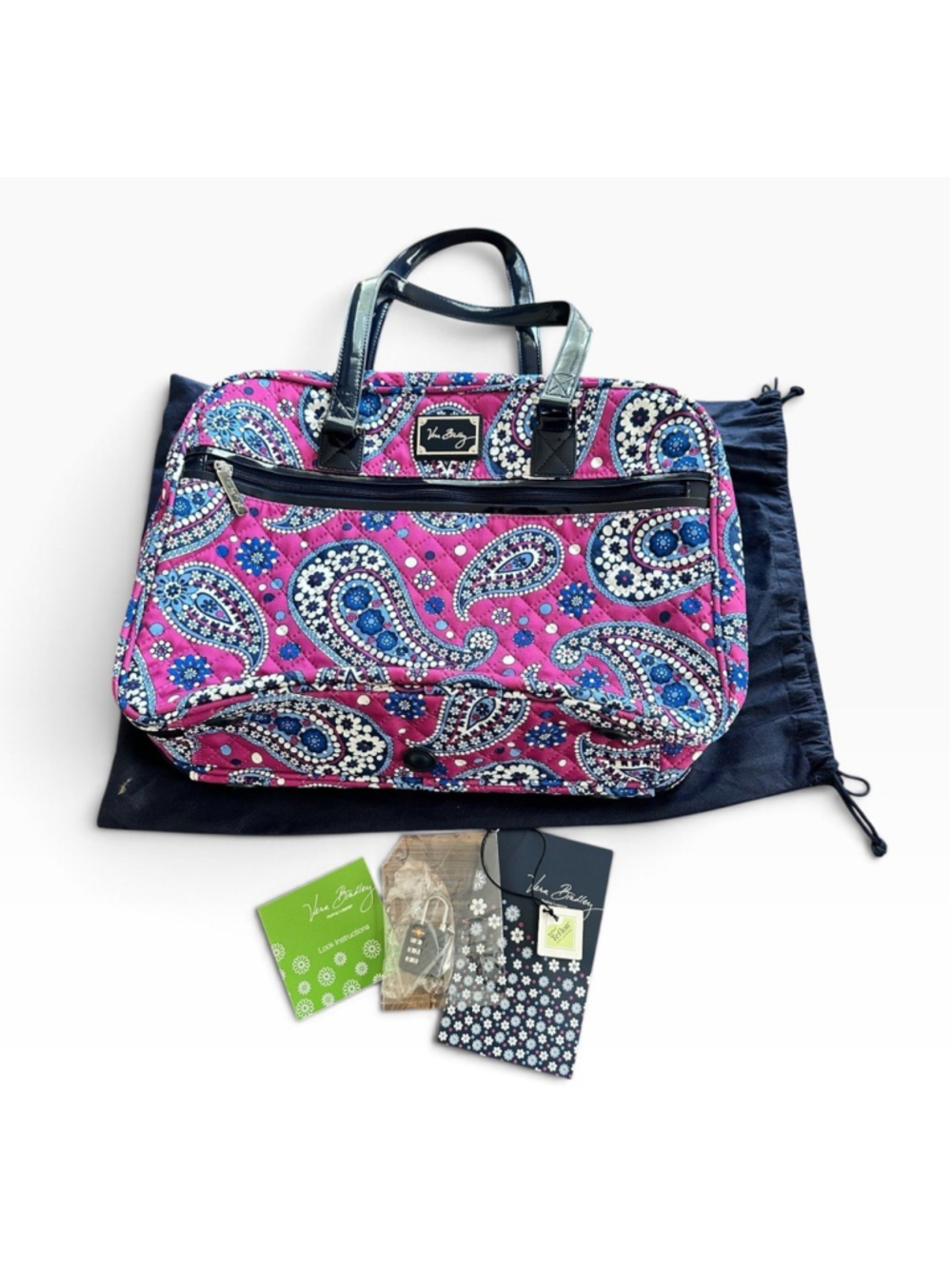 NEW Vera Bradley Work Tote/Laptop Case/Boysenberry Pattern/NWT/Dust Bag/W Lock